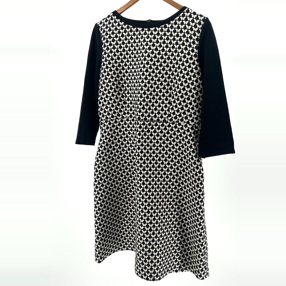Weekend Max Mara Black Cream Butterfly Jacquard Shift Dress